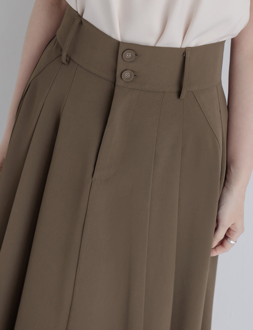 MISS. Wrinkle-Resistant Tummy Flattering with Back Elastic Plus Size Tailored Maxi Skirt
