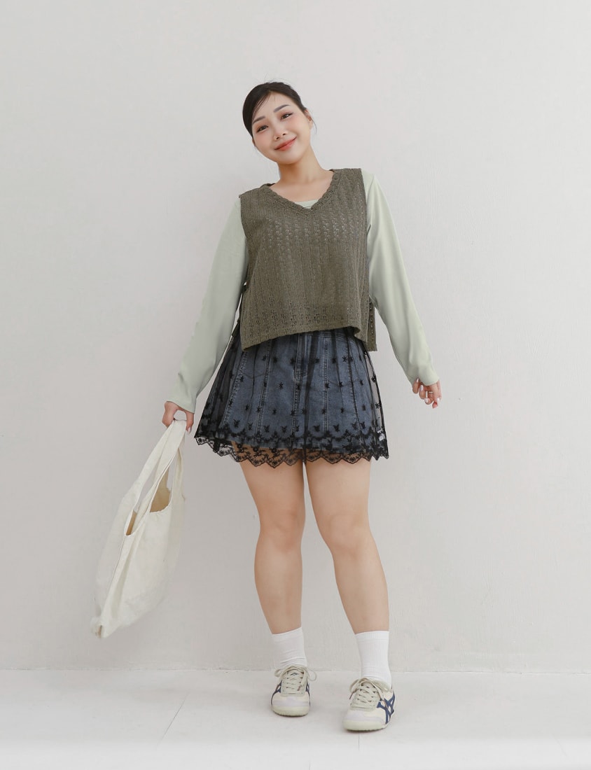 Layered Essential Crochet Tie Plus Size Vest