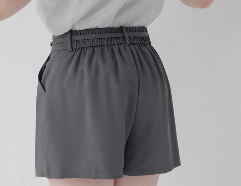 MISS. Silky Cool Plus Size Tailored Shorts (with Waist Tie)