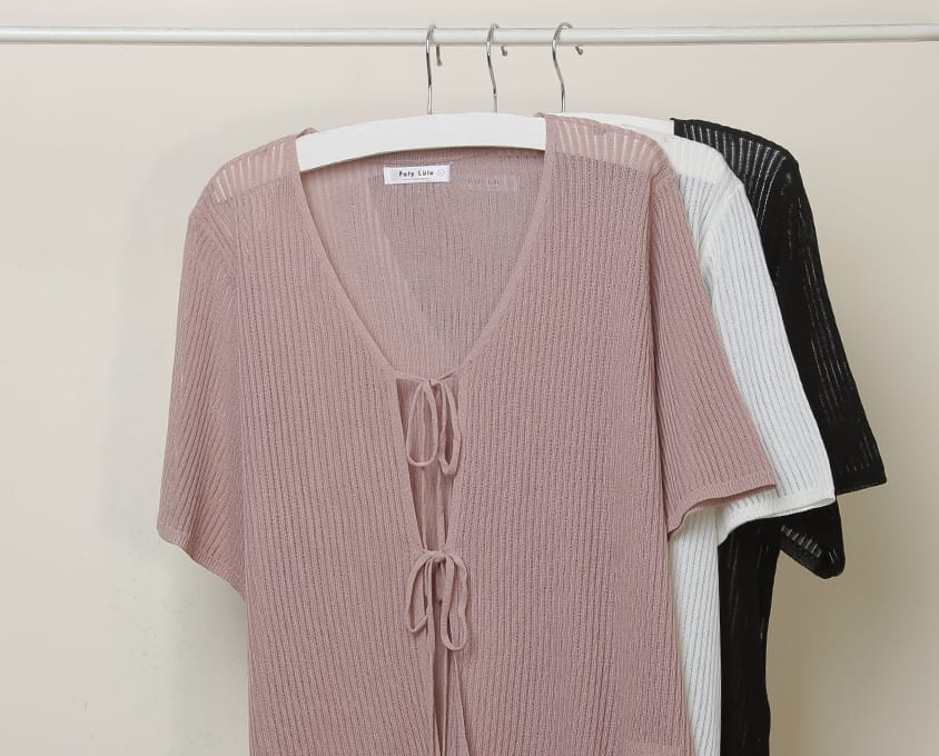 Front Tie Sheer Hollow Plus Size Knit Cardigan
