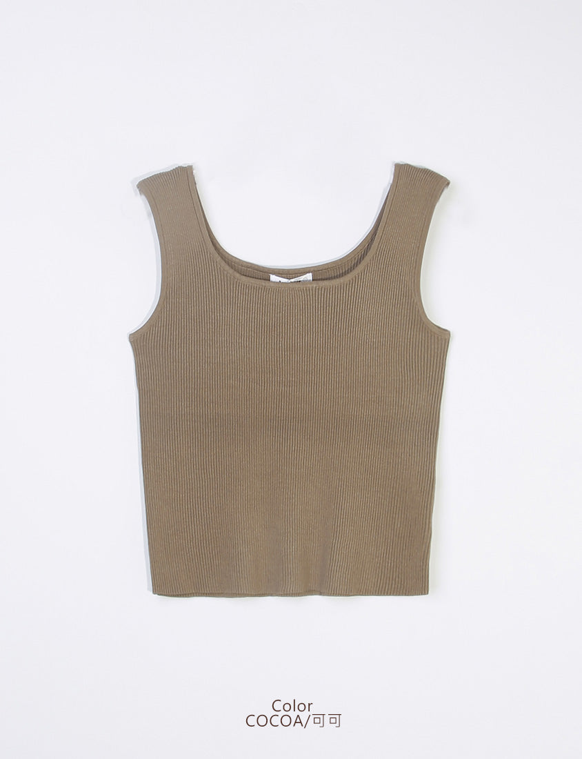 Square Neck Wide Straps Bra Bulges Support Knit Plus Size Tank Top