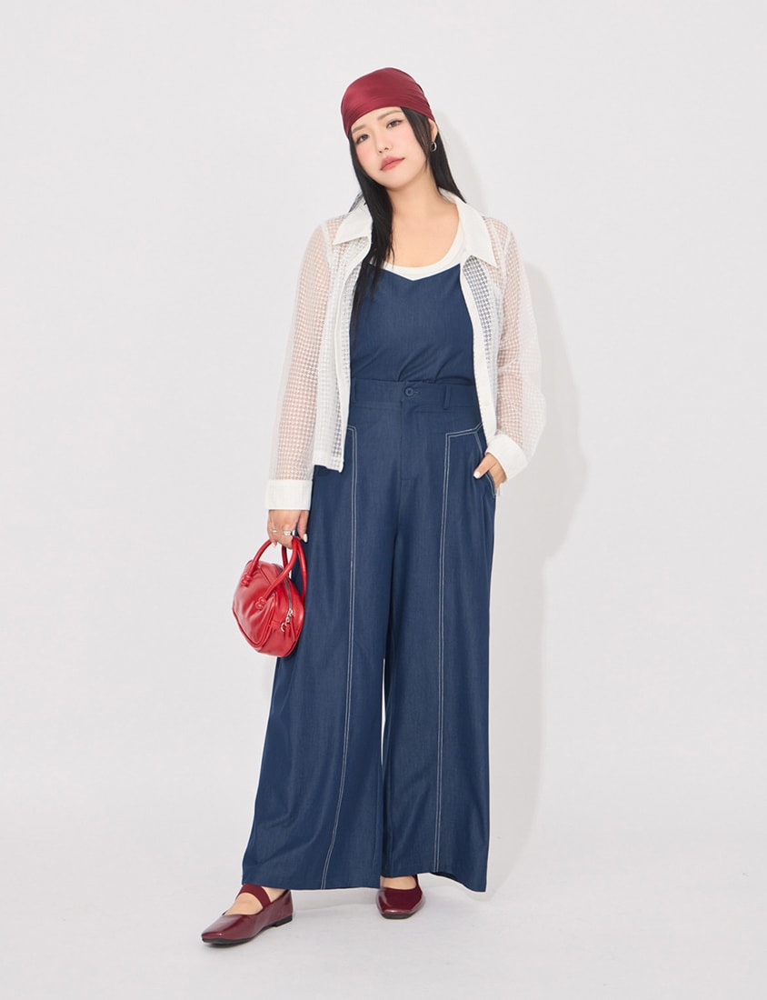 MORE U COOL PRO+ Silky Denim-Look Plus Size Wide Leg Pants