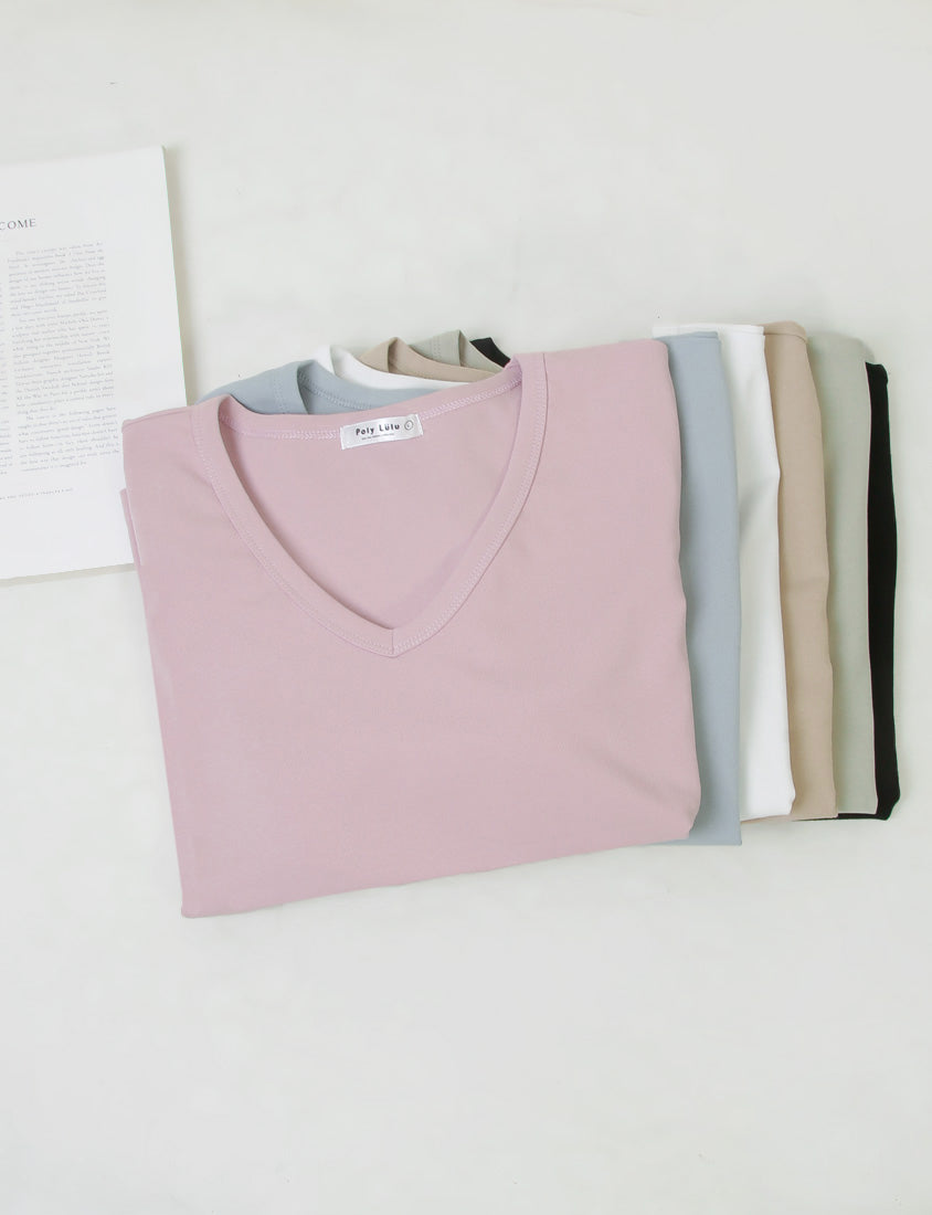 V-Neck Multicolor Plus Size Comfy Slim Tee