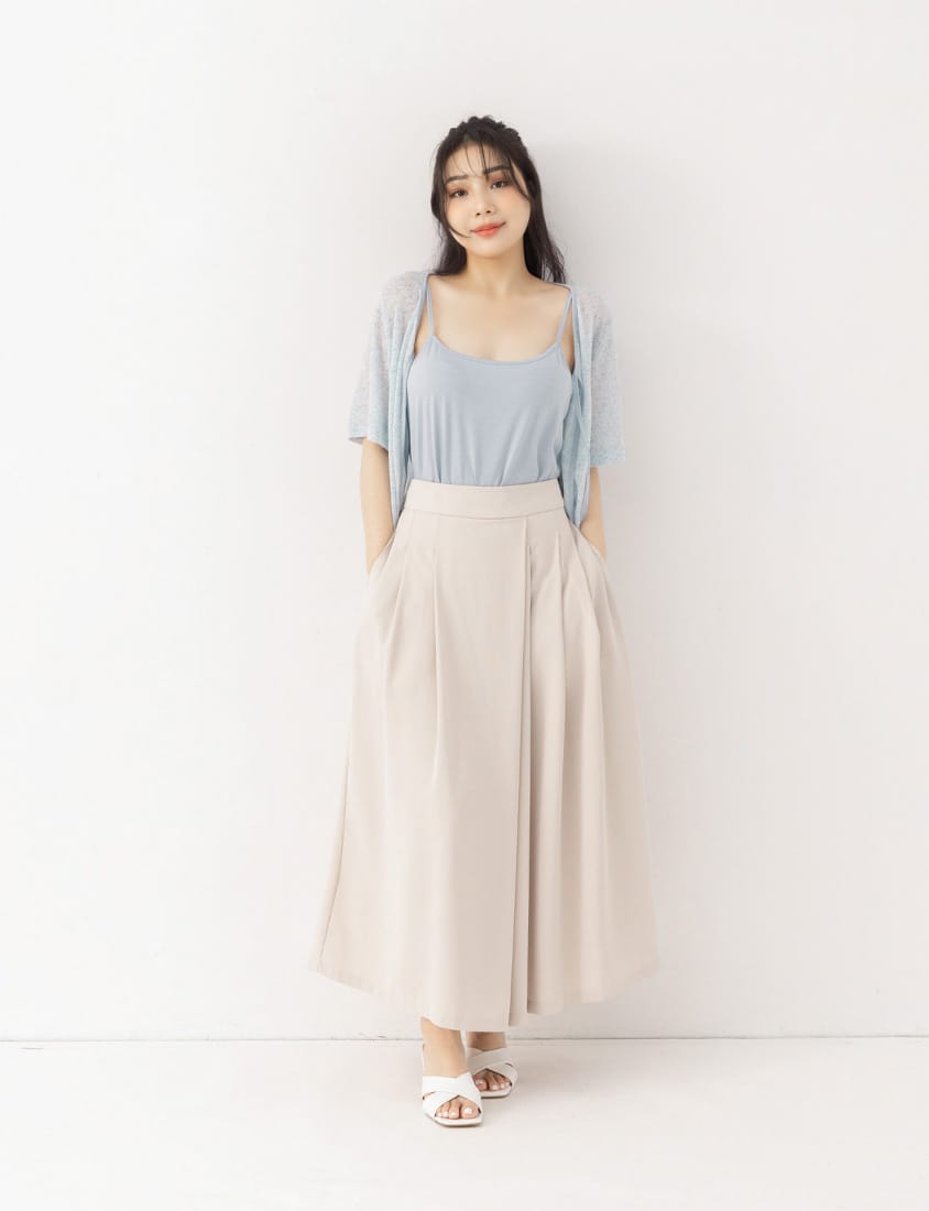 Elegant Pleated Back Elastic Waist Plus Size Chiffon Skort