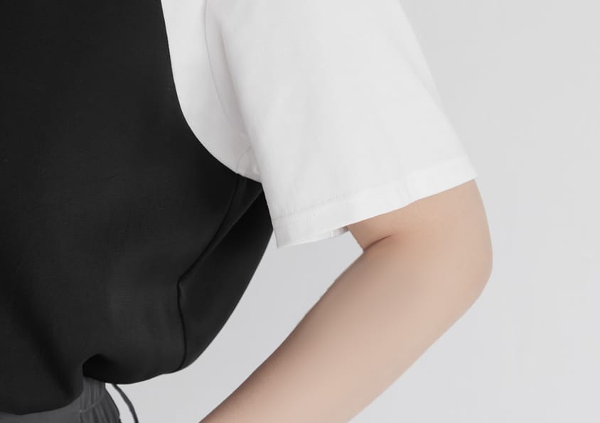 Sweetheart Neckline Twill Faux Two-Piece Plus Size Top