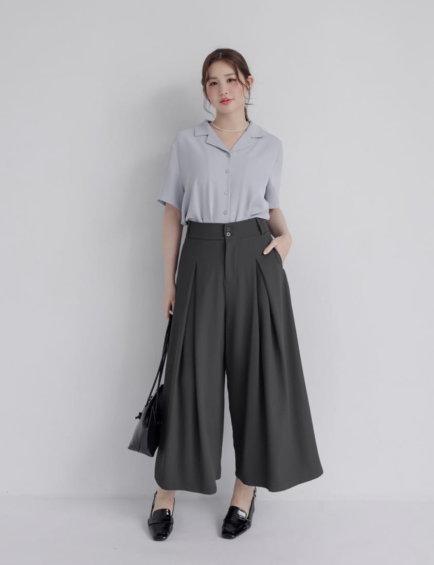 MISS. High Waist Pleated Tummy Flattering Plus Size Tailored Pants