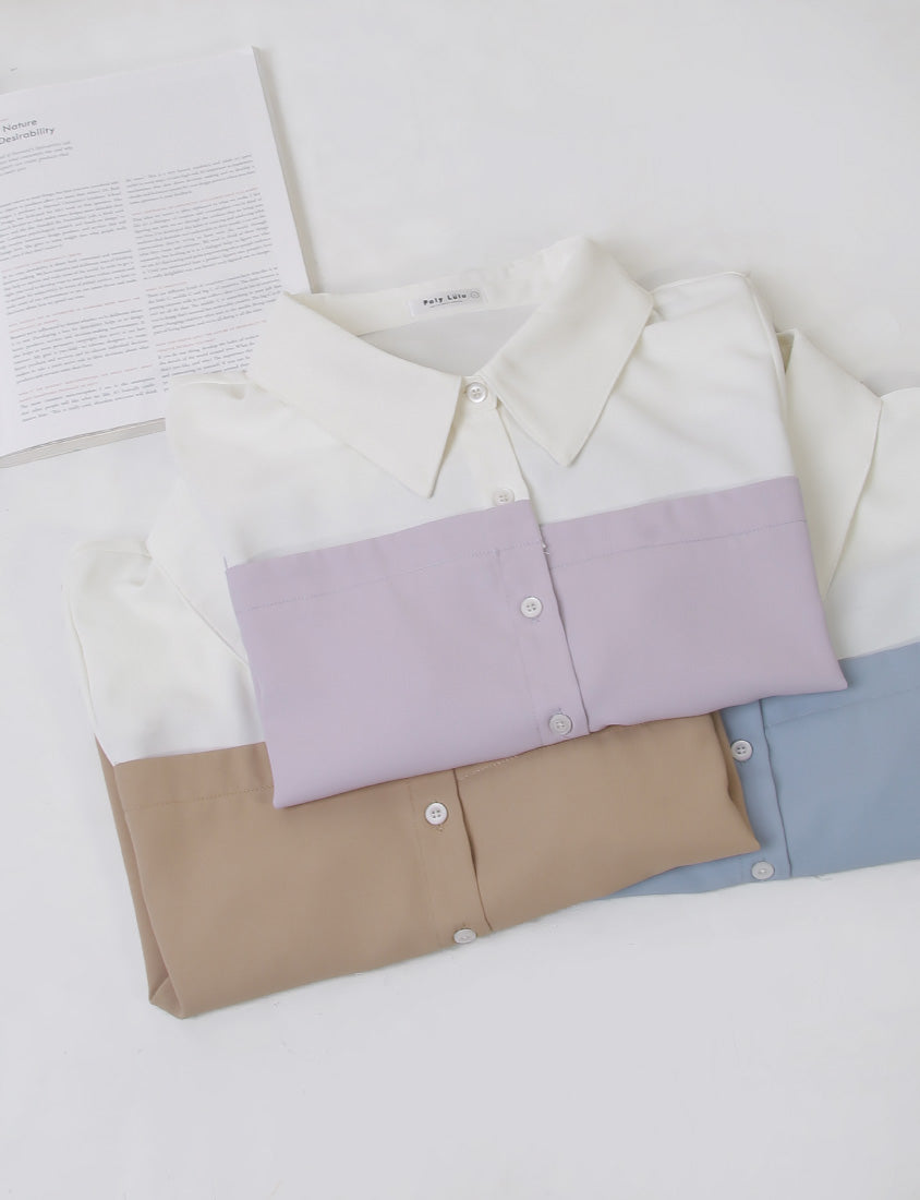 Faux Two-Piece Asymmetric Color-Block Plus Size Shirt