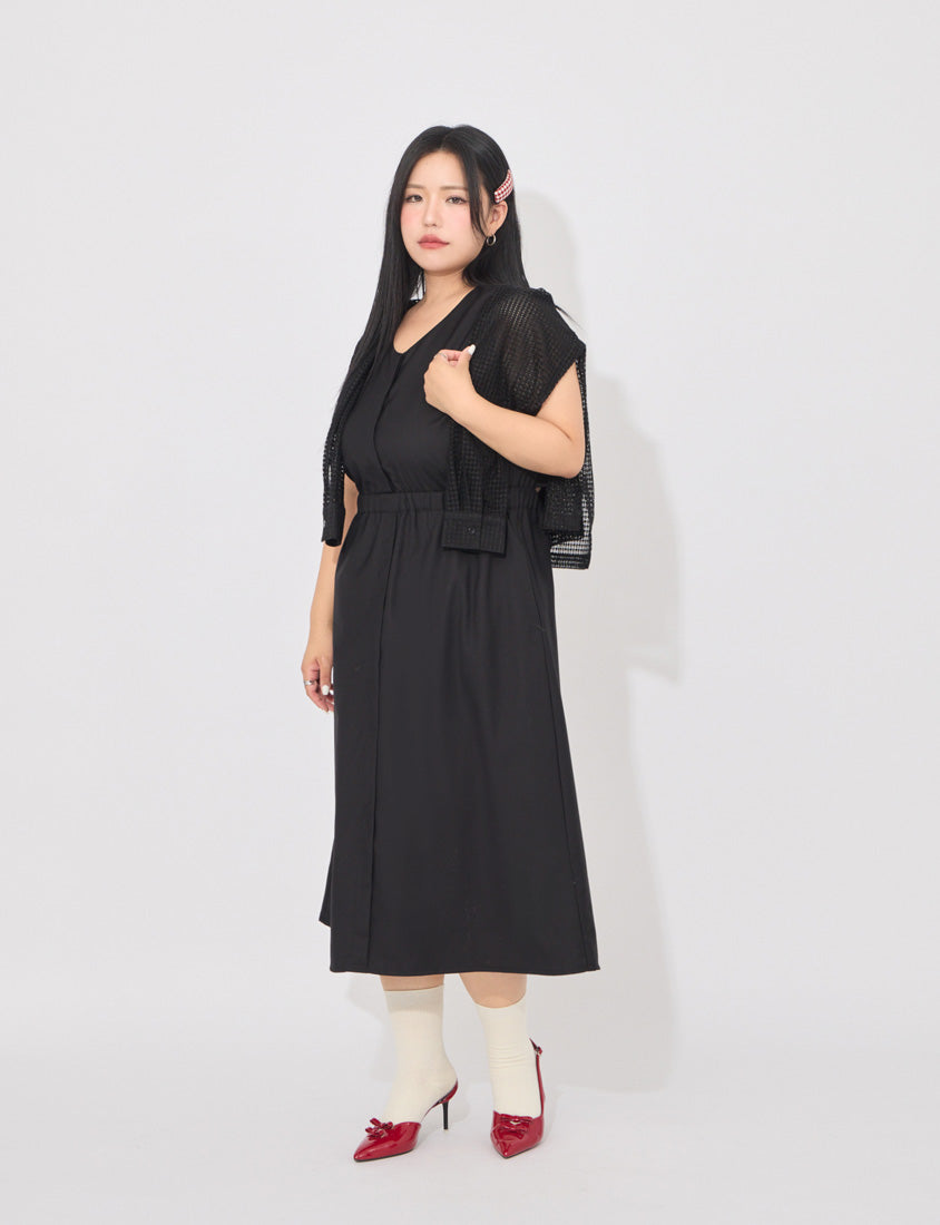 MORE U French-Style Back Cut-Out Plus Size Dress