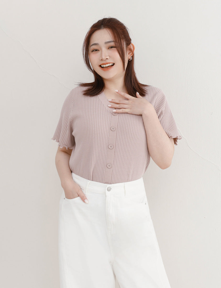 Cooling Lyocell Faux Button Plus Size Knit Top