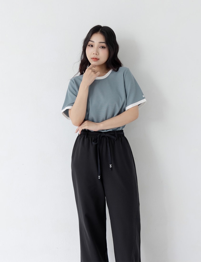 UV PRO+ Cooling Plaid Plus Size Wide-Leg Pants (with Waist-Tie)
