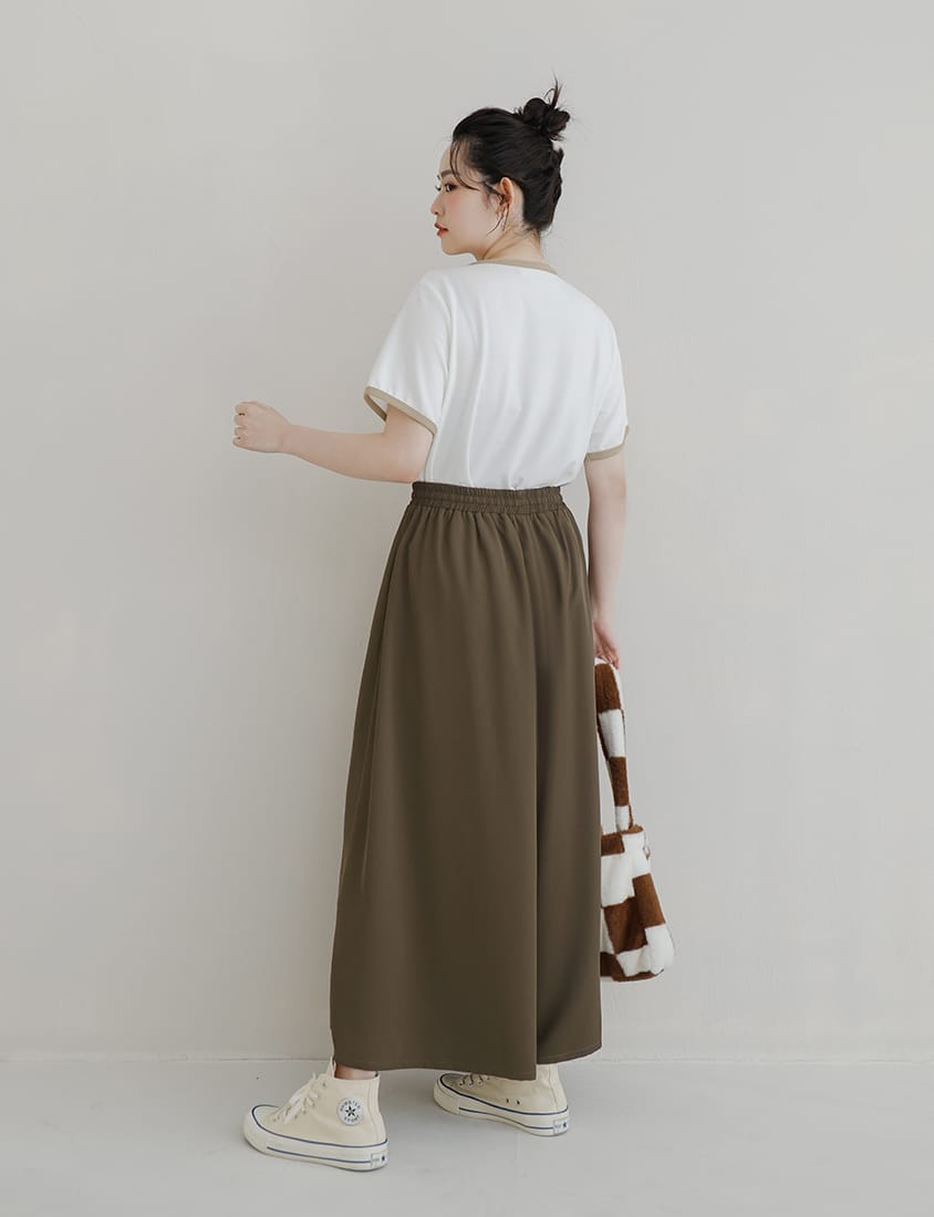 Korean Style Large Pleated Elastic Waist Tie Plus Size Wide Leg Pants