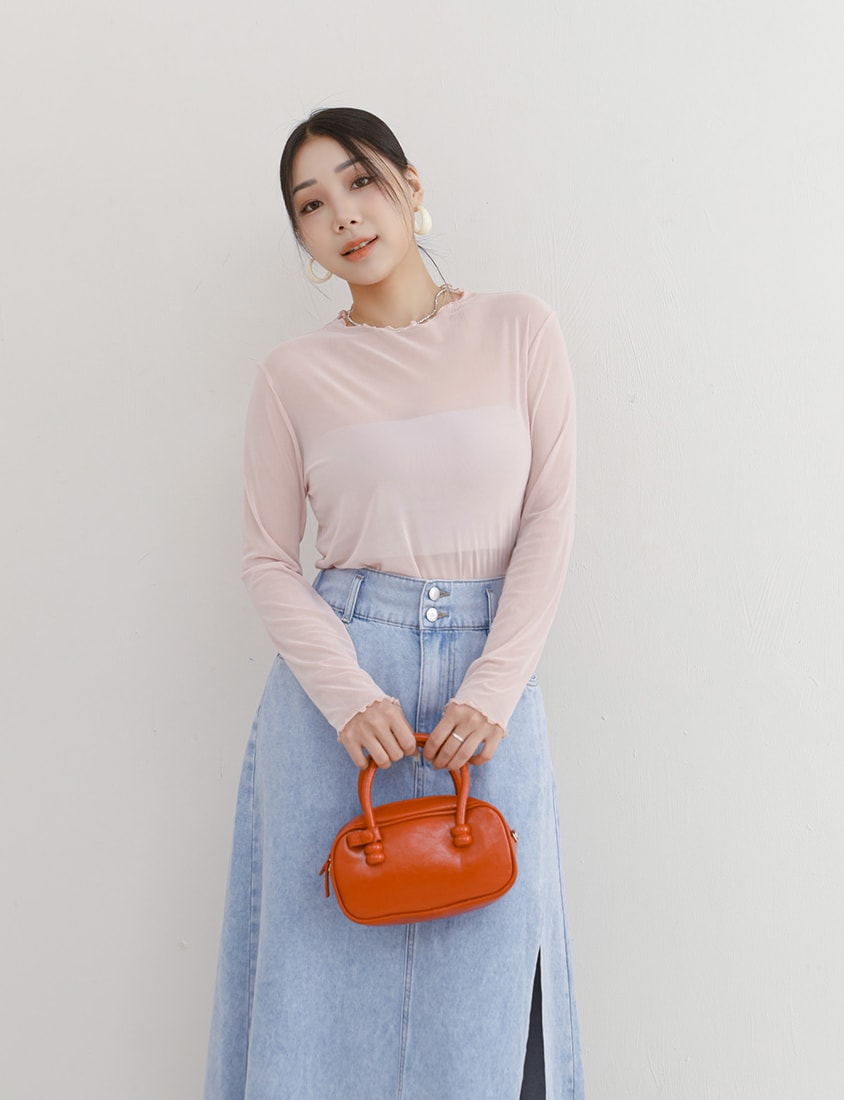 MISS. Multicolor Stretch Sheer Lettuce-Edge Plus Size Top