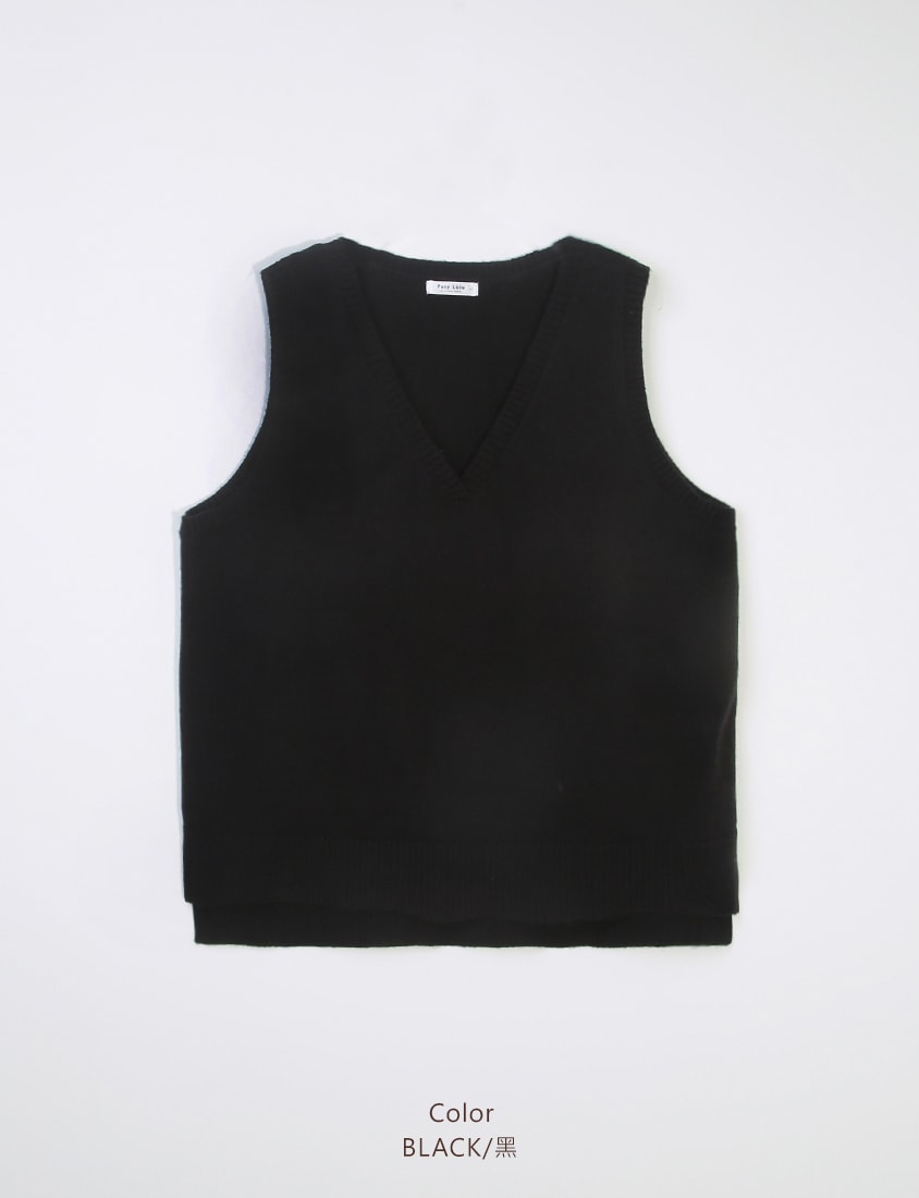 Versatile Multicolor V-Neck Mid-Length Plus Size Knit Vest