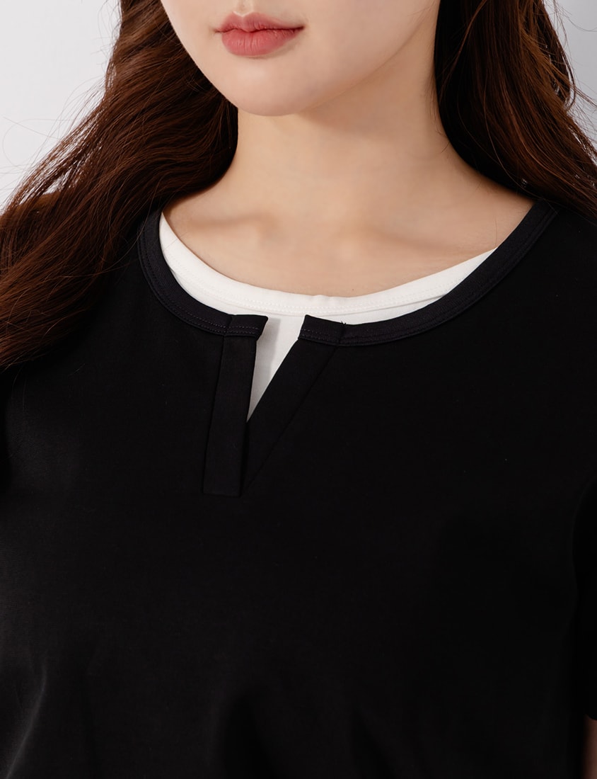 Versatile V-Neck Faux Two Piece Plus Size Tee