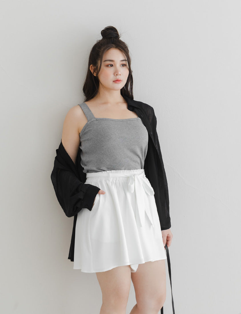 Ribbed Wide Strap Wavy Edge Plus Size Tank Top