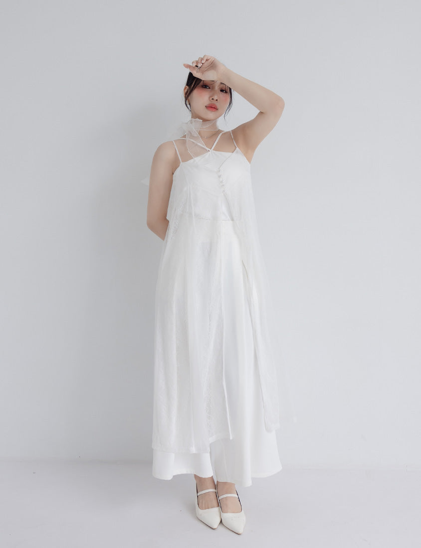 MISS. Elegant Sheer Lace Adjustable Strap Plus Size Cover Up