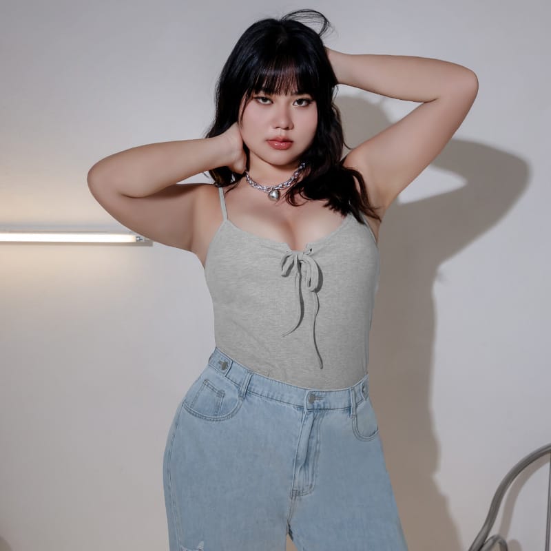 MUA! Ribbed Cross-Tie Adjustable Plus Size Cami Top