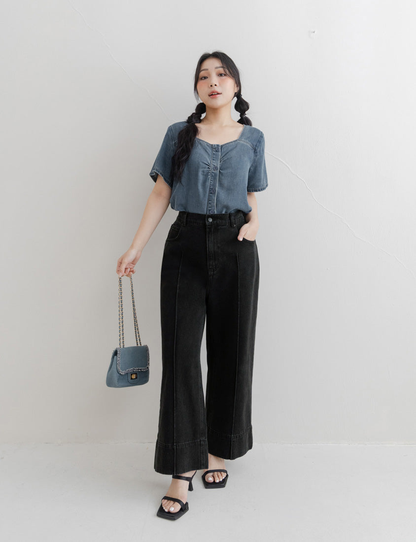 3D Seamed Plus Size Wide Straight Leg Jeans