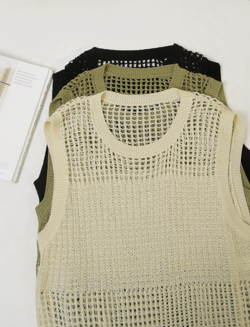 Japanese Style Side Slit Long Knit Plus Size Vest