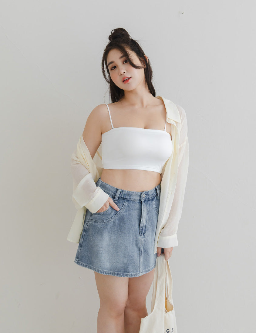 Pobra. Removable Padded Silky Milk Plus Size Bandeau BRATOP