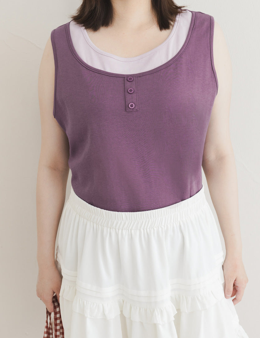 Versatile Faux Two Piece Button Front Plus Size Vest