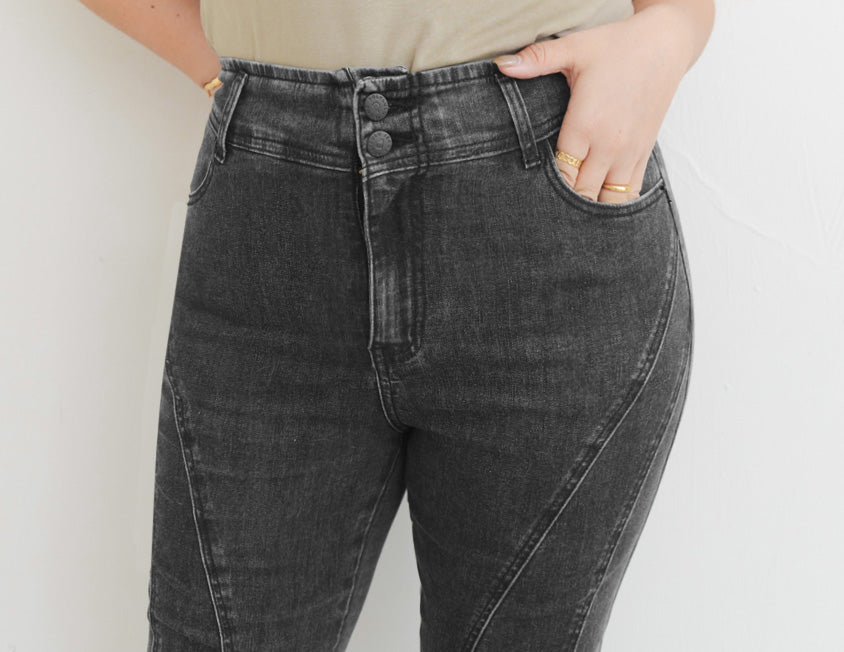 MUA! Ultra Slimming Stitch Stretchy Plus Size Flared Pants