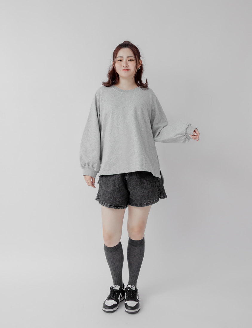 Oversized Cotton Slit Plus Size Sweatshirt (Unisex)