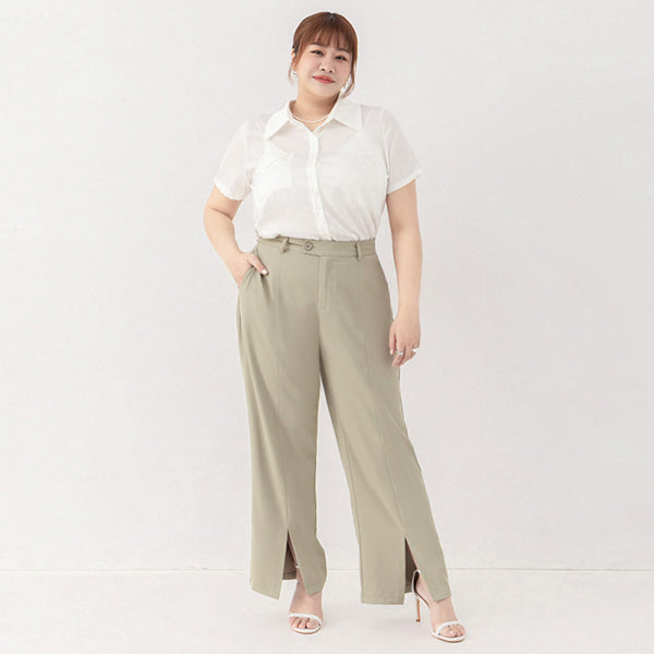 MISS. Silky Cool Slit Slim Fit Plus Size Tailored Pants