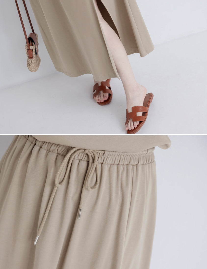 Silky Cool Liquid Touch Cotton Slit Plus Size Maxi Skirt