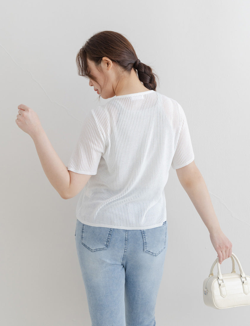 Front Tie Sheer Hollow Plus Size Knit Cardigan
