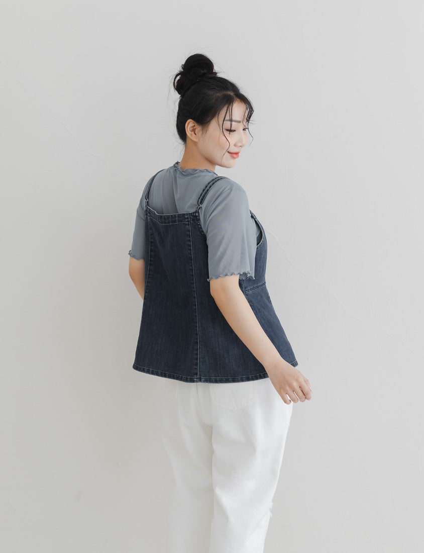 Reversible Silky Denim Plus Size Vest