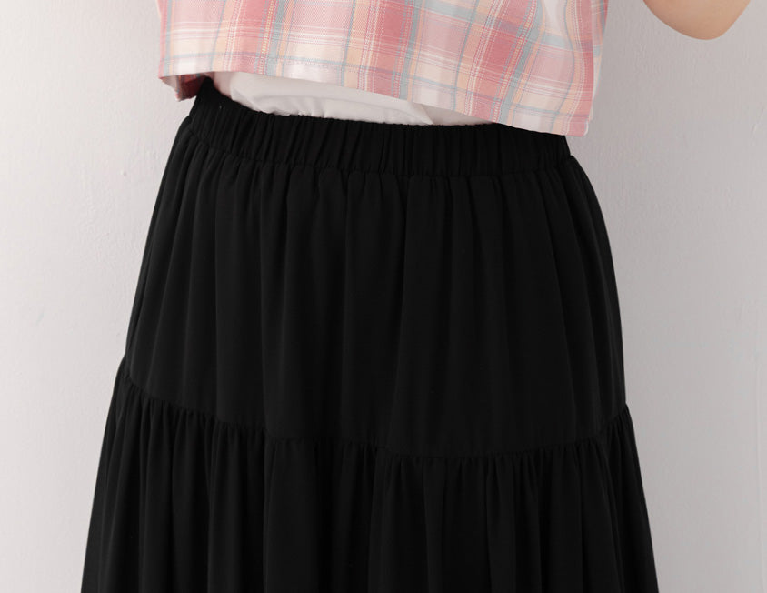 Multi-Layered Romantic Plus Size Chiffon Skirt