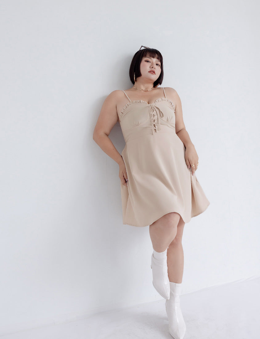 MUA! Ruffle Corset Adjustable Plus Size Mini Dress