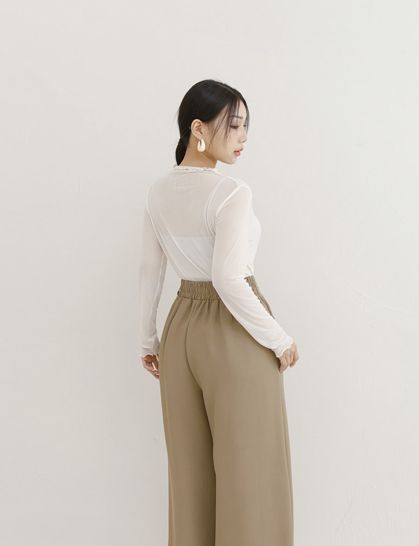 MISS. Multicolor Stretch Sheer Lettuce-Edge Plus Size Top