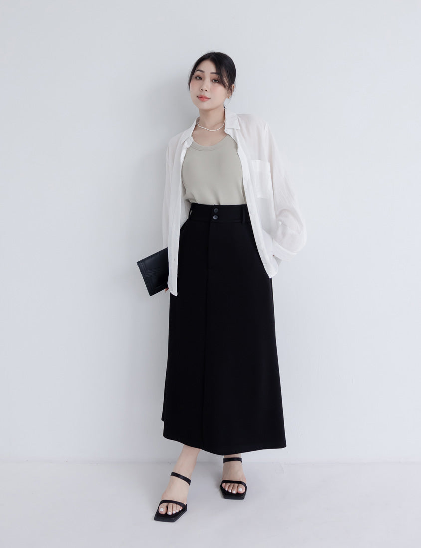 Miss. Space Cotton Back-Slit Plus Size Maxi Skirt