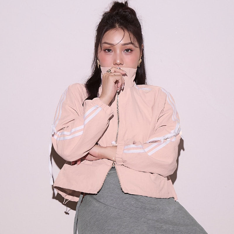 MUA! Contrast Trim Cropped Plus Size Trench Jacket