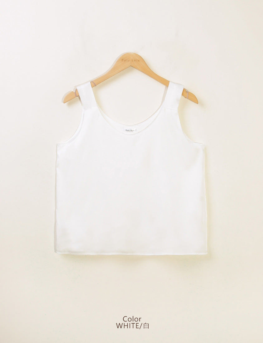 MISS. Elegant Satin Sheen Crew-Neck Plus Size Tank Top