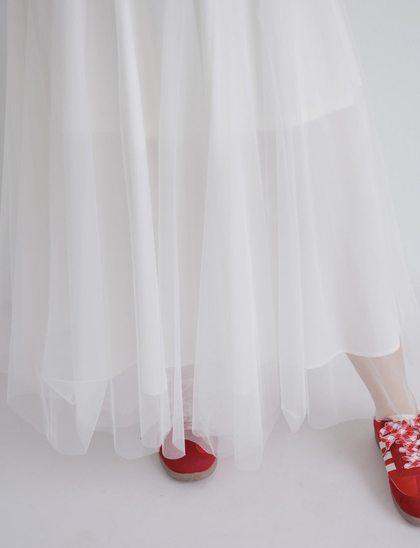 Romantic Layered Flowing Elastic Waist Plus Size Tulle Skirt