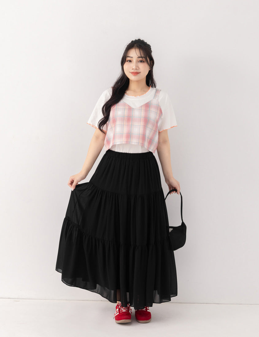 Multi-Layered Romantic Plus Size Chiffon Skirt