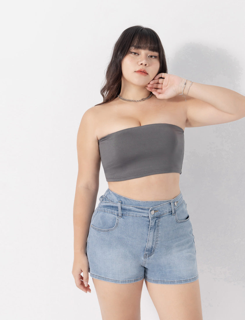 Pobra. Removable Padded Silky Milk Plus Size Bandeau BRATOP
