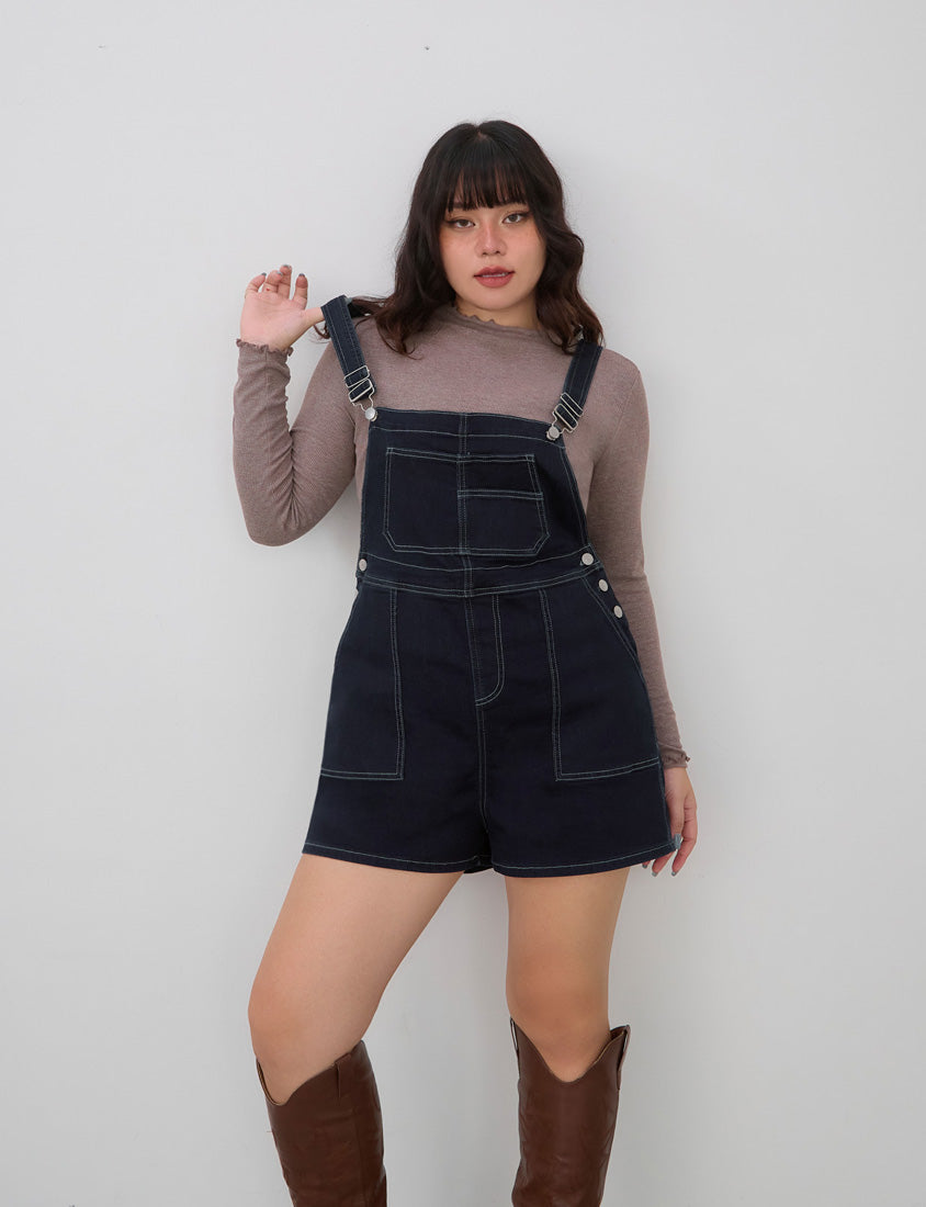 Adjustable Multi-Pocket Denim Plus Size Overalls Shorts
