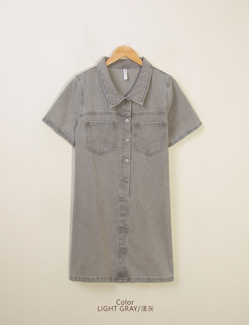 Versatile A-Line Denim Plus Size Shirt Dress
