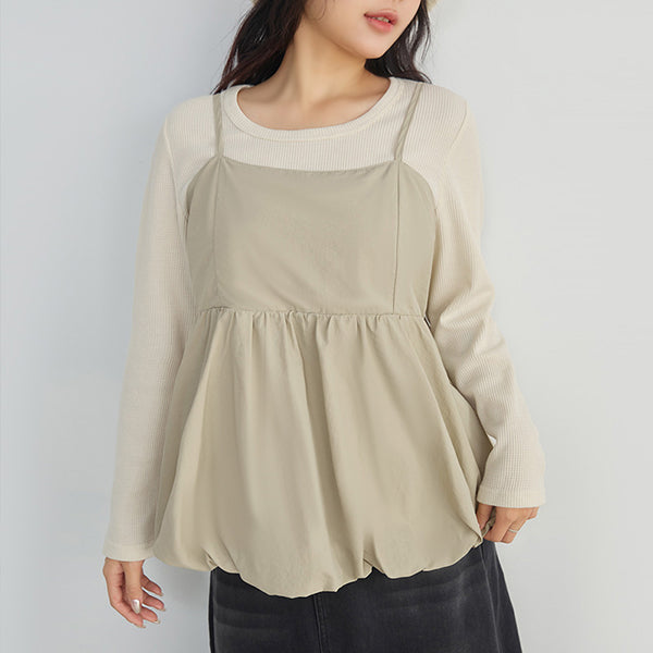 Adjustable Back Hollow Cut Plus Size Bubble Hem Cami Top