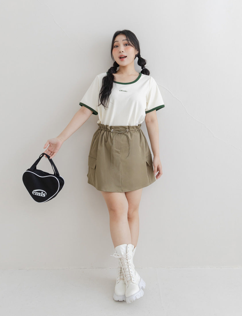 CREAMY Embroidered Color-Block Plus Size Tee