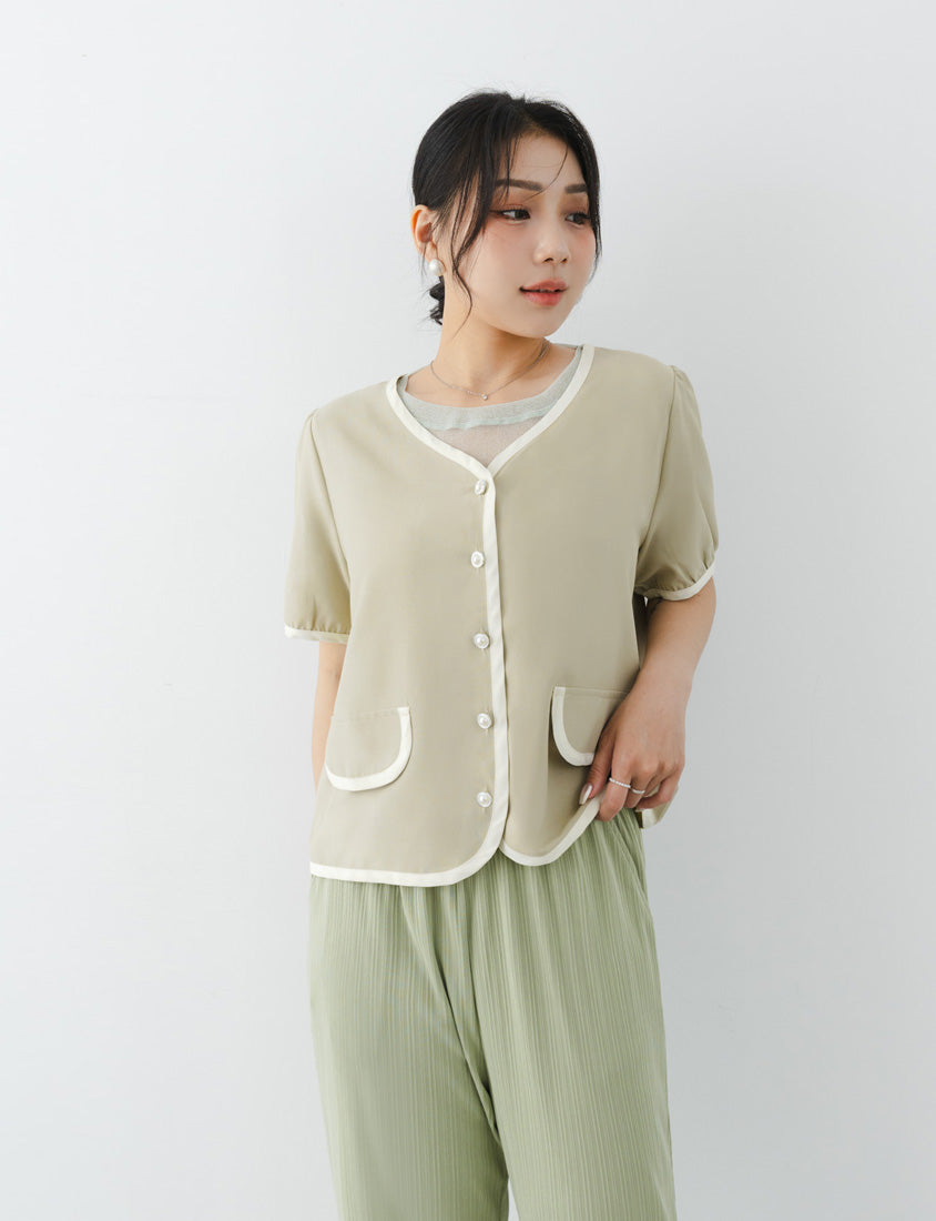 MISS. Shimmery Sheer Ruffle Trim Plus Size Top