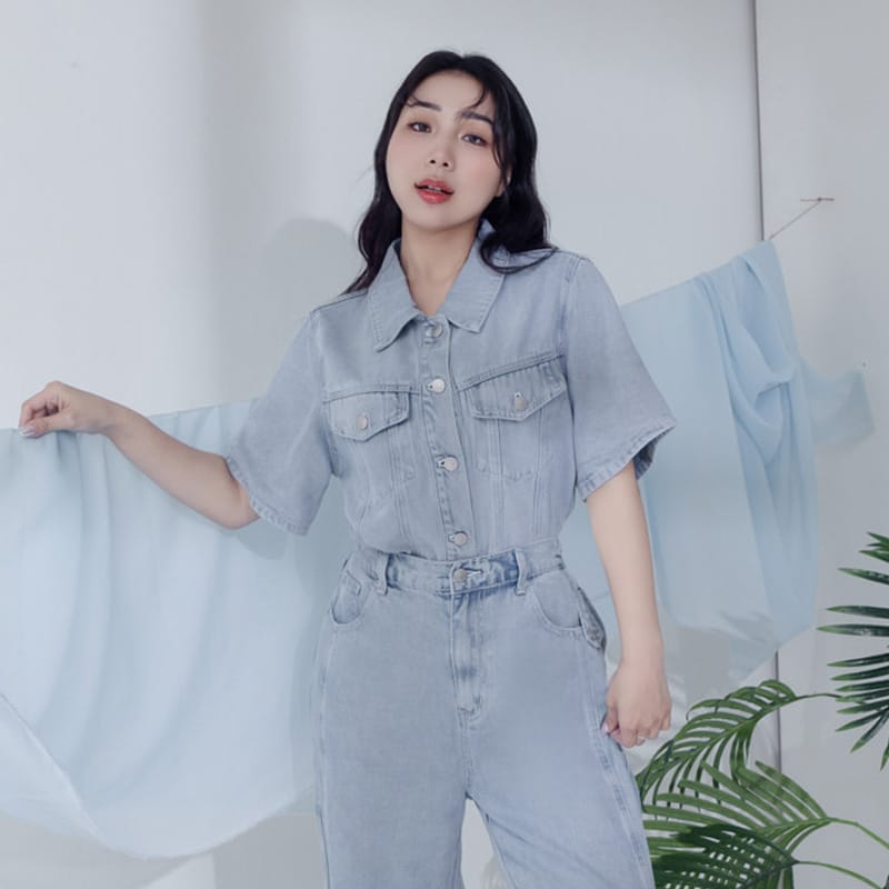 Lyocell Cooling Short Sleeve Button-Up Plus Size Jacket