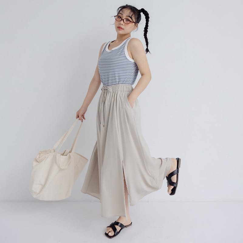 Cooling Tech Full Elastic Drawstring Plus Size Maxi Skirt