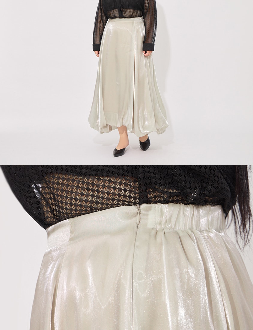 MORE U Airy Glossy Plus Size Bubble Skirt
