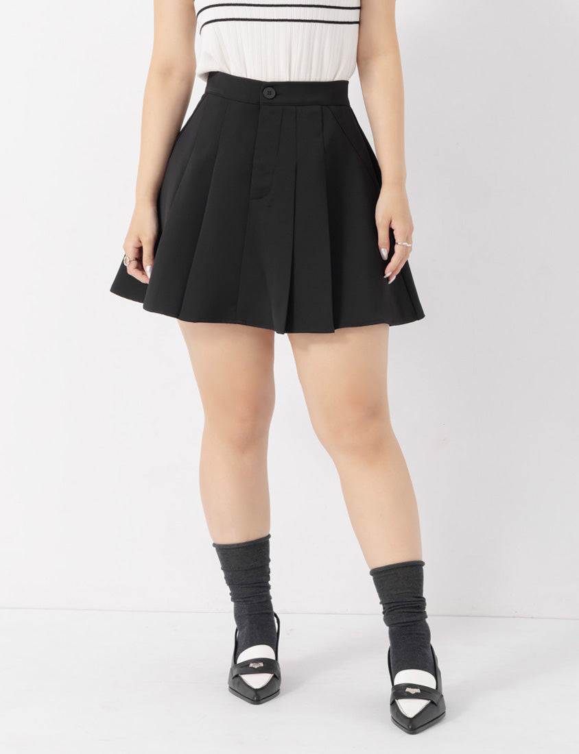 MISS. Pear-Shaped Friendly! Perfect Fit Tailored High Waist Pleated Plus Size Skirt