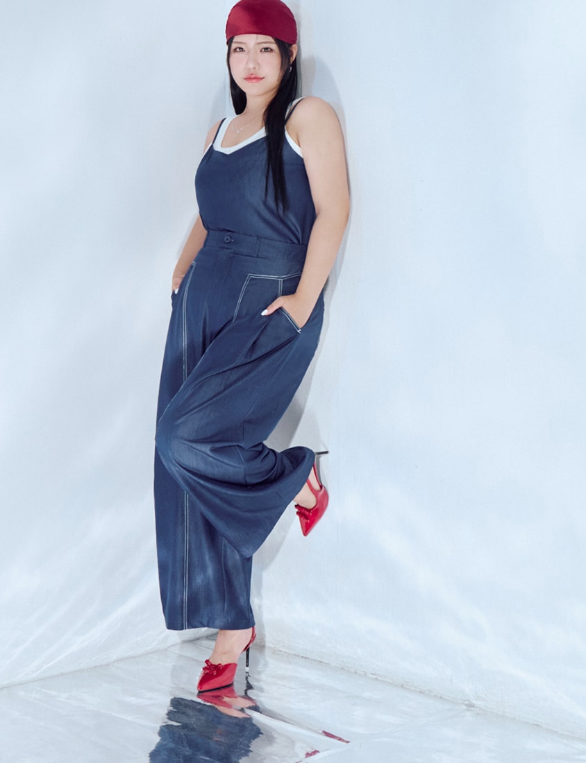 MORE U COOL PRO+ Silky Denim-Look Plus Size Wide Leg Pants